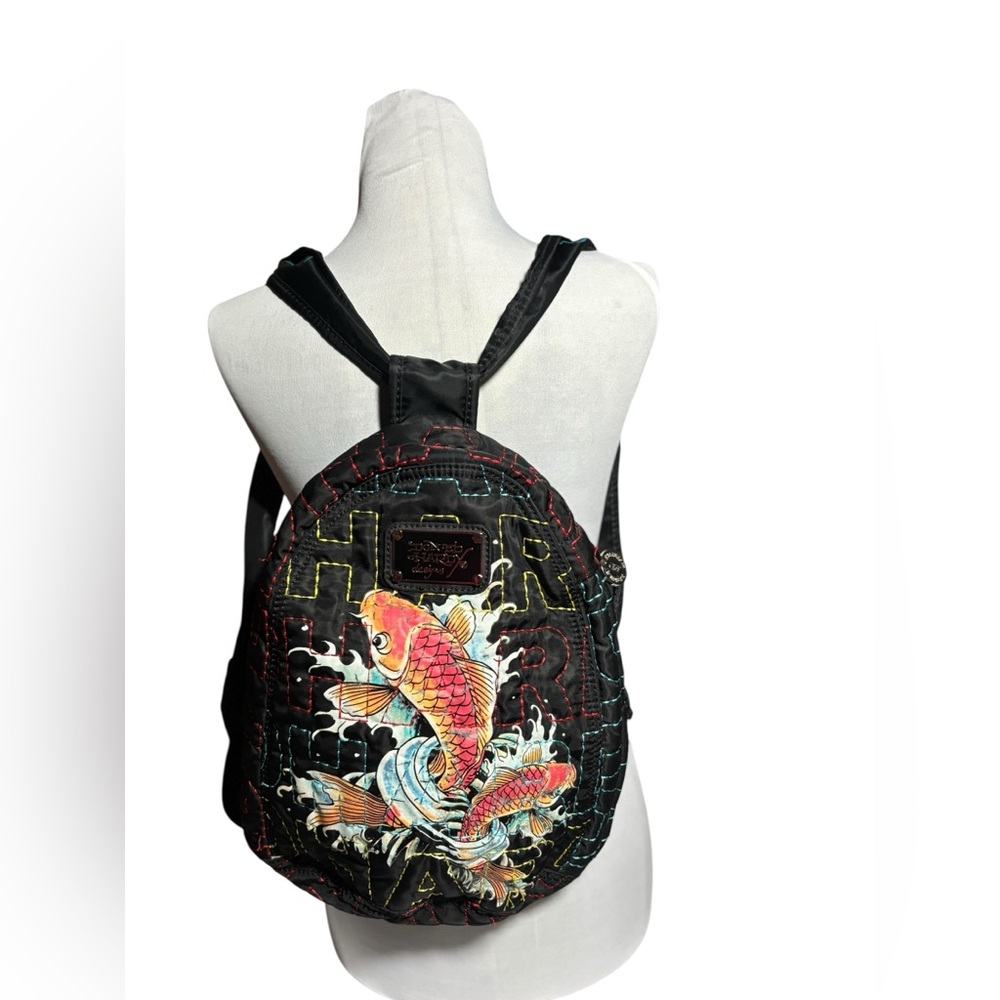 Vintage ED HARDY KOI FISH bulk embroidery backpack LIKE NEW !